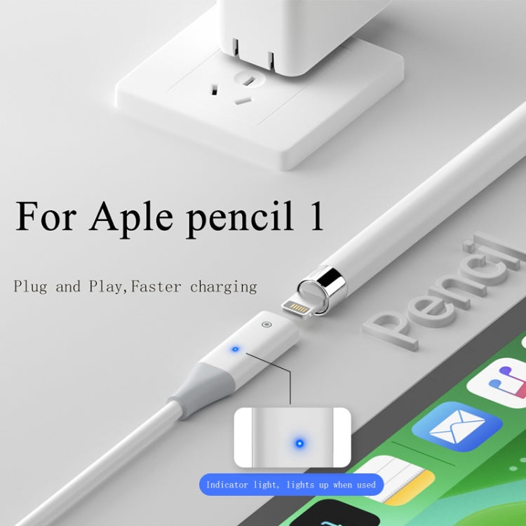 For Apple Pencil 1 USB to 8 Pin Stylus Charging Cable with Indicator Light, 0.5m, 1m