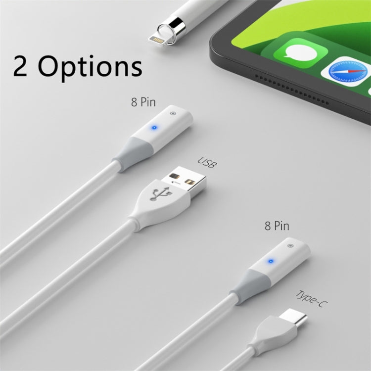 For Apple Pencil 1 USB to 8 Pin Stylus Charging Cable with Indicator Light, 0.5m, 1m