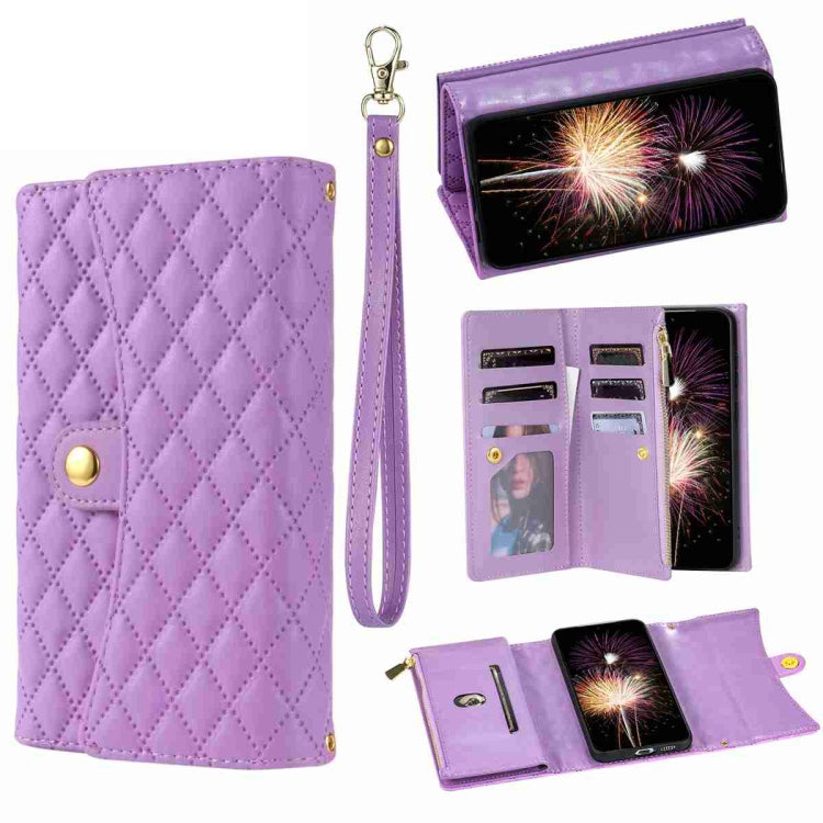 Zipper Multi-Card Wallet Rhombic Leather Phone Case, Series 2