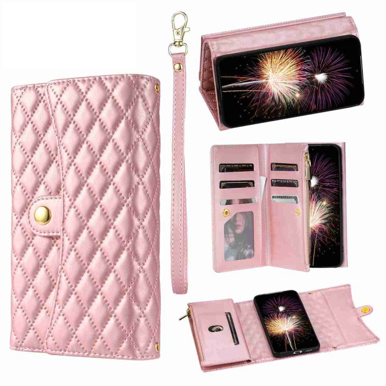 Zipper Multi-Card Wallet Rhombic Leather Phone Case, Series 2