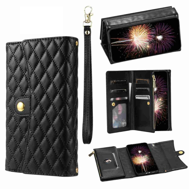 Zipper Multi-Card Wallet Rhombic Leather Phone Case, Series 2