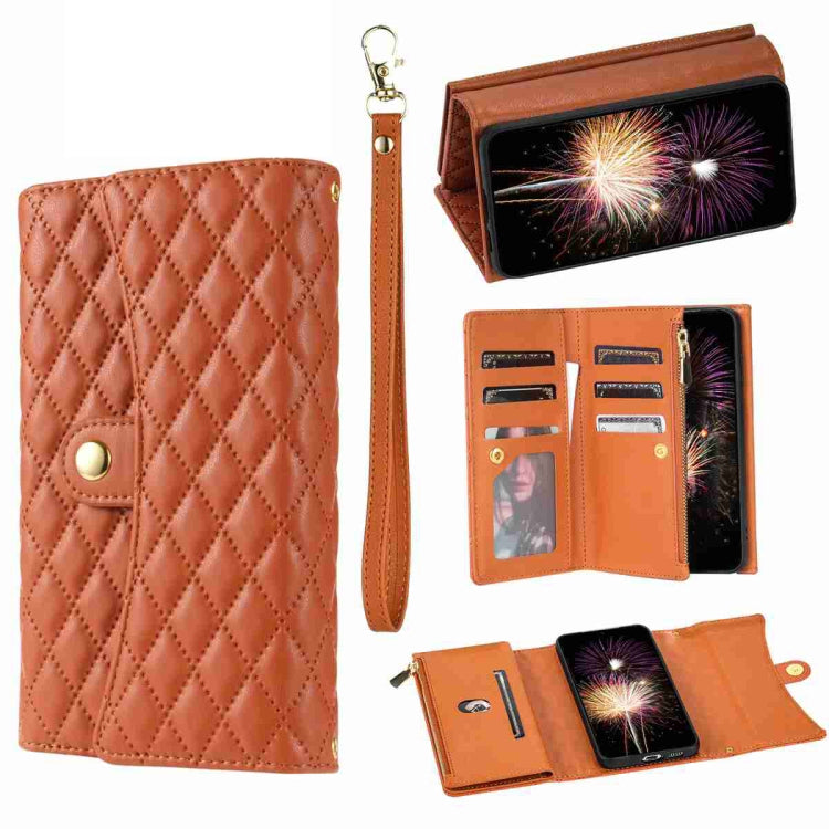 Zipper Multi-Card Wallet Rhombic Leather Phone Case, Series 2
