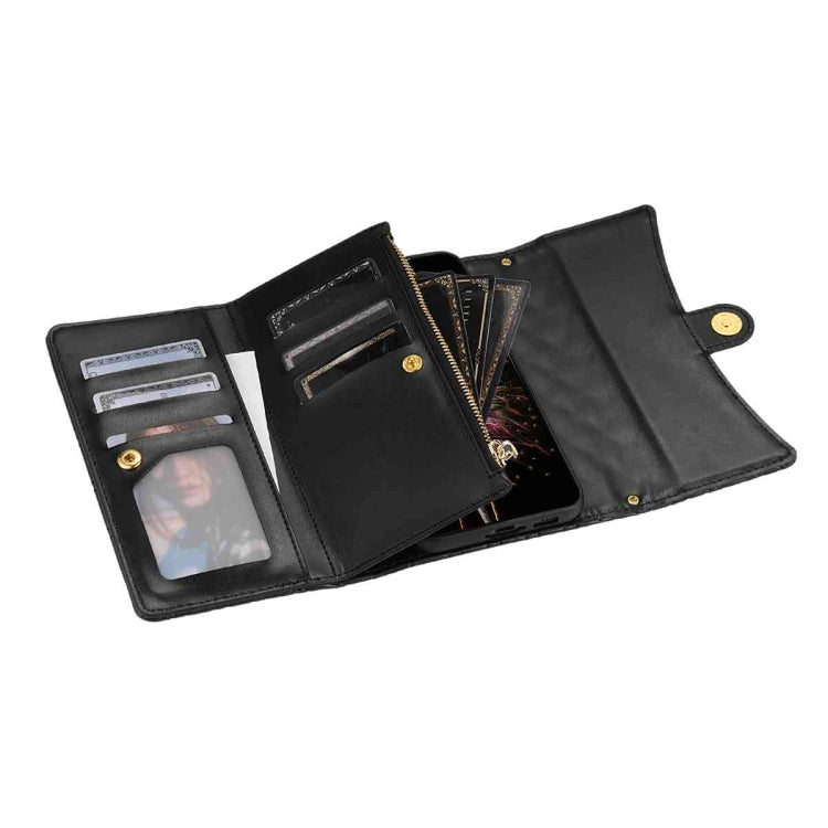 Zipper Multi-Card Wallet Rhombic Leather Phone Case, Series 2