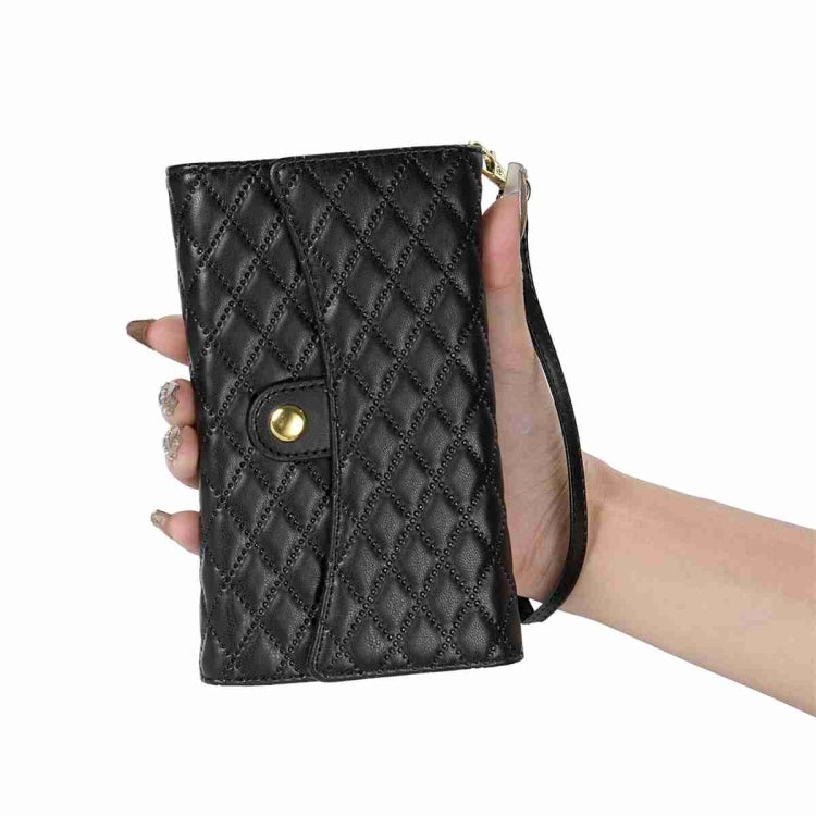 Zipper Multi-Card Wallet Rhombic Leather Phone Case, Series 2