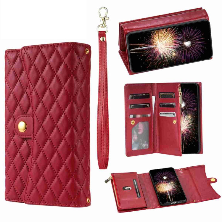 Zipper Multi-Card Wallet Rhombic Leather Phone Case, Series 2