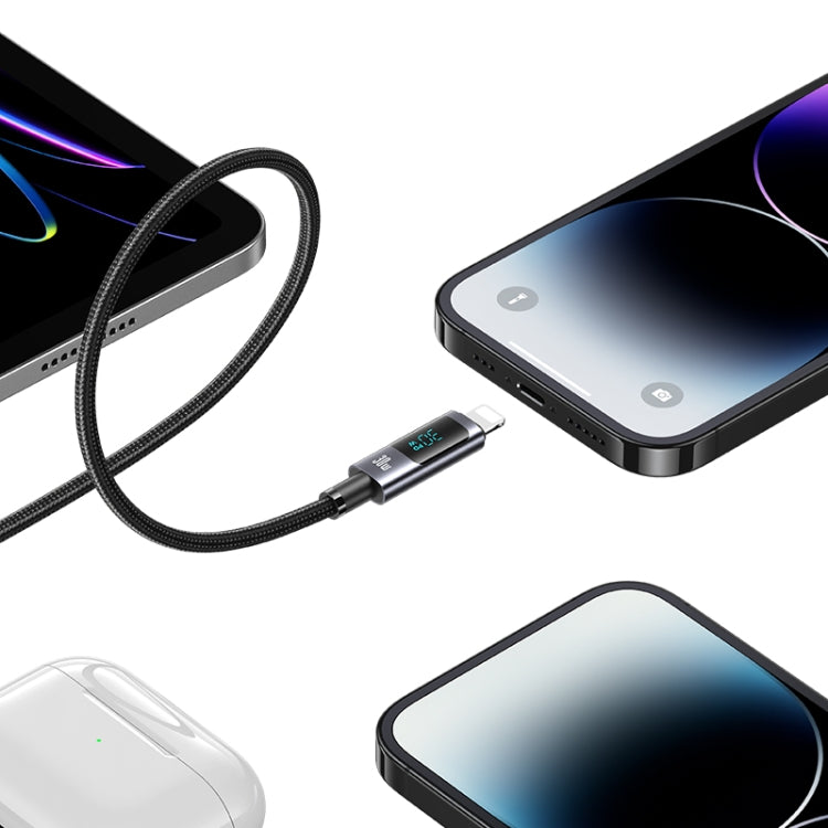 USAMS US-SJ672 Type-C To 8 Pin 30W Fast Charge Digital Display Data Cable, Length: 1.2m, US-SJ672