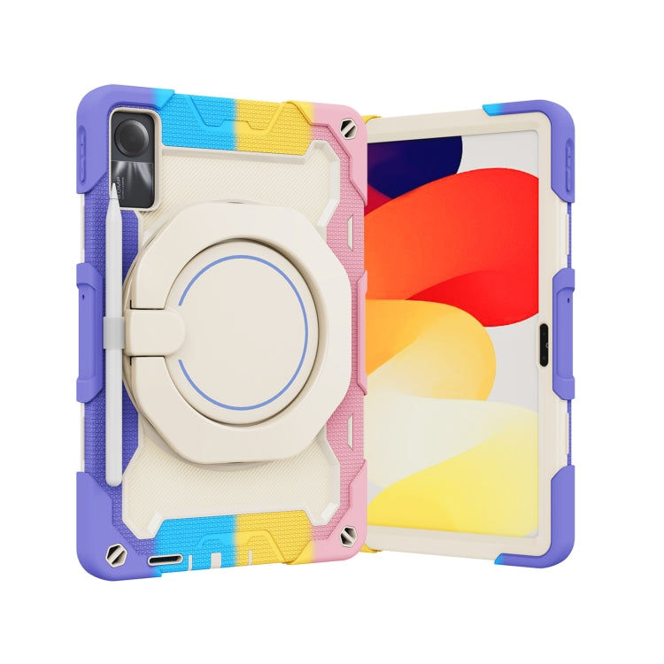 Armor Portable Rotating Ring Holder Silicone Tablet Case, For Xiaomi Redmi Pad SE, For Xiaomi Pad 6/6 Pro