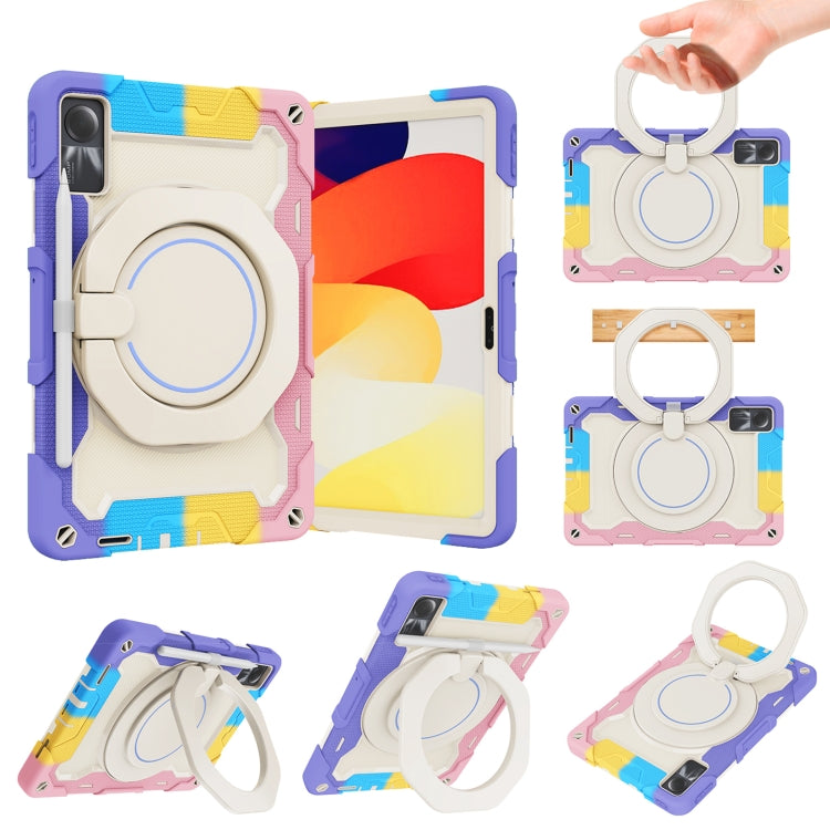 Armor Portable Rotating Ring Holder Silicone Tablet Case, For Xiaomi Redmi Pad SE, For Xiaomi Pad 6/6 Pro