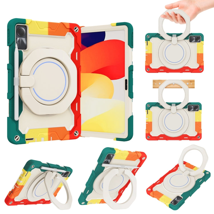 Armor Portable Rotating Ring Holder Silicone Tablet Case, For Xiaomi Redmi Pad SE, For Xiaomi Pad 6/6 Pro