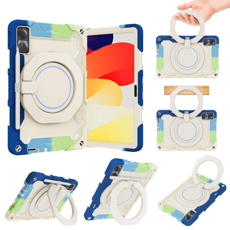 Armor Portable Rotating Ring Holder Silicone Tablet Case, For Xiaomi Redmi Pad SE, For Xiaomi Pad 6/6 Pro
