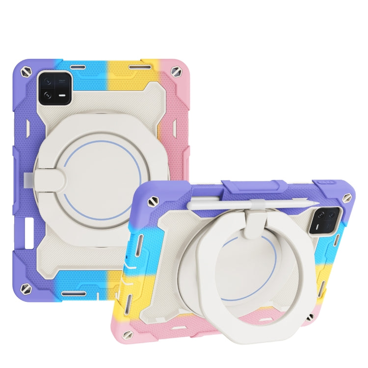 Armor Portable Rotating Ring Holder Silicone Tablet Case, For Xiaomi Redmi Pad SE, For Xiaomi Pad 6/6 Pro