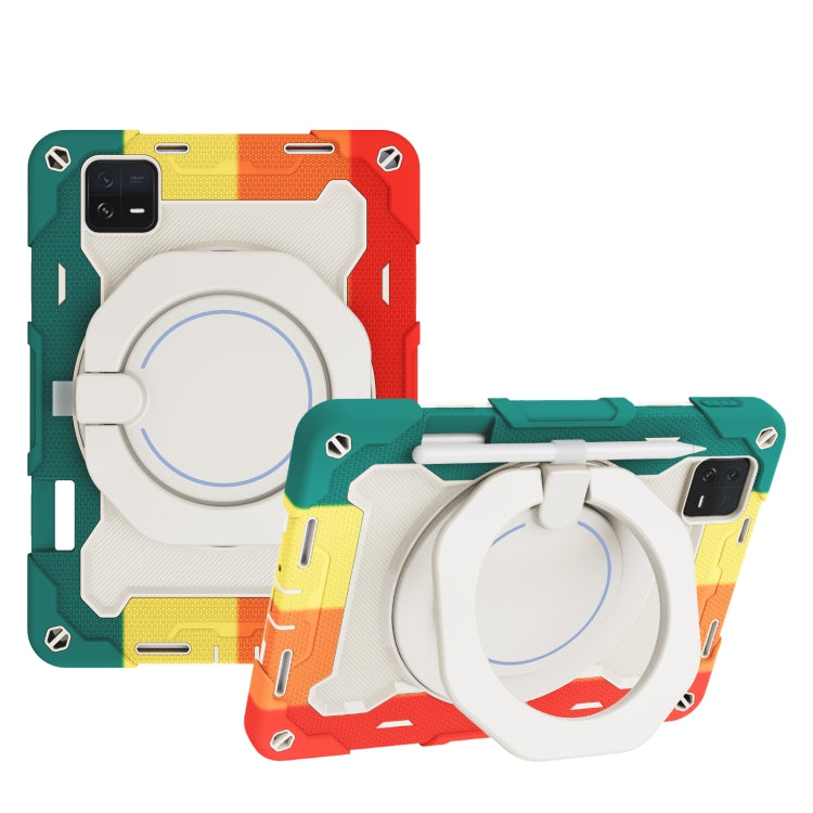 Armor Portable Rotating Ring Holder Silicone Tablet Case, For Xiaomi Redmi Pad SE, For Xiaomi Pad 6/6 Pro