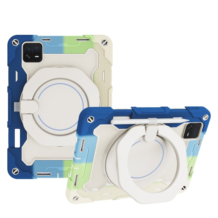 Armor Portable Rotating Ring Holder Silicone Tablet Case, For Xiaomi Redmi Pad SE, For Xiaomi Pad 6/6 Pro