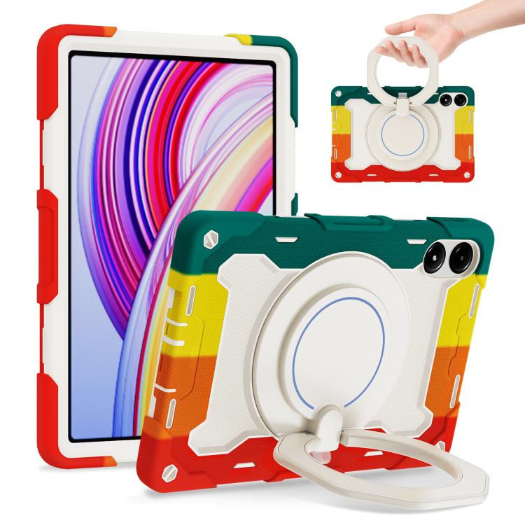 Armor Portable Rotating Ring Holder Silicone Tablet Case, 适用于Redmi Pad Pro 12.1 / Pad 2 Pro, For Xiaomi Redmi Pad SE, For Xiaomi Pad 6/6 Pro
