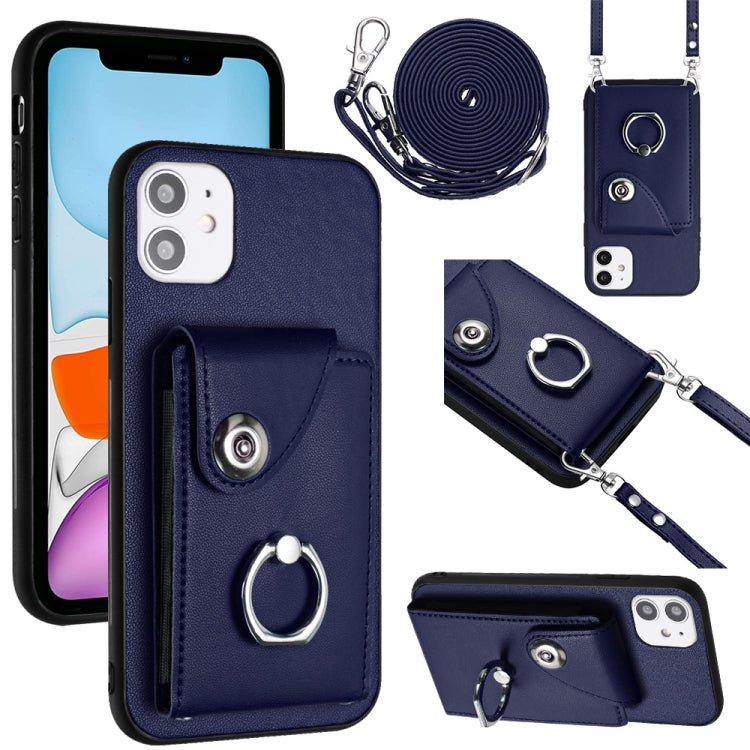 Organ Card Bag Ring Holder Phone Case with Long Lanyard, For iPhone 13, For iPhone 13 mini, For iPhone 12, For iPhone 12 Pro Max
