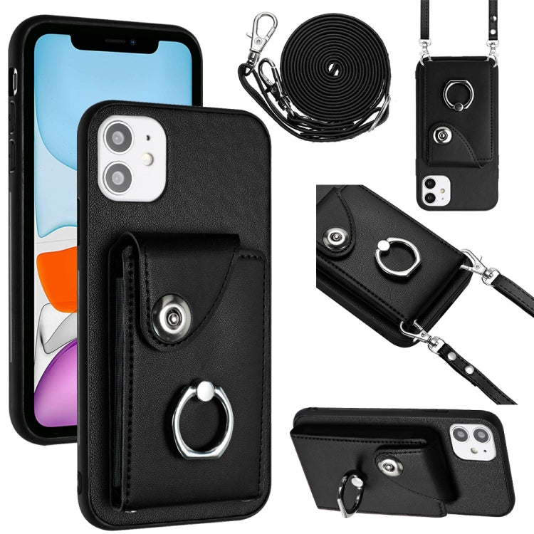 Organ Card Bag Ring Holder Phone Case with Long Lanyard, For iPhone 13, For iPhone 13 mini, For iPhone 12, For iPhone 12 Pro Max