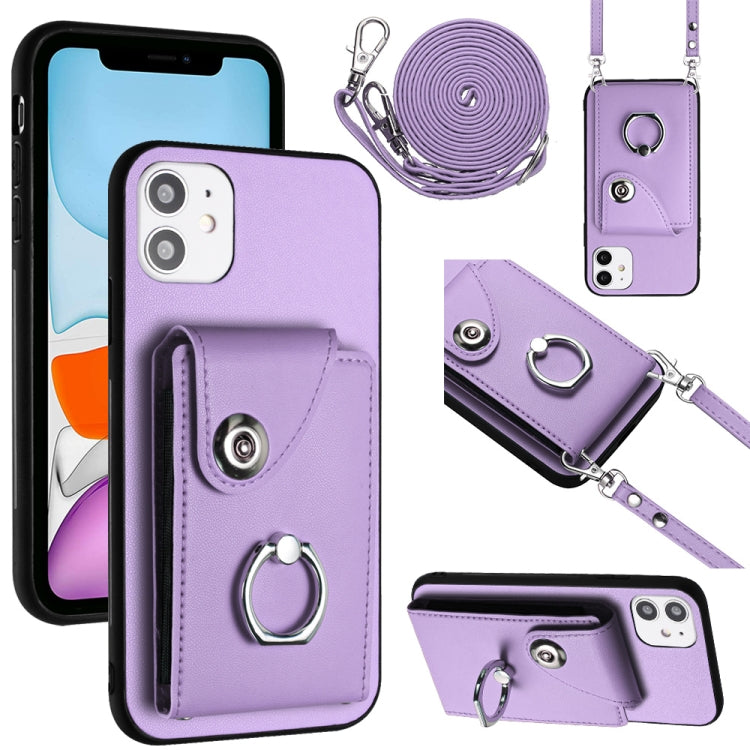 Organ Card Bag Ring Holder Phone Case with Long Lanyard, For iPhone 12 Pro, For iPhone 12 mini, For iPhone 11 Pro Max, For iPhone 11