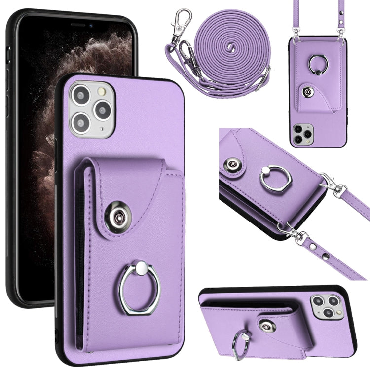Organ Card Bag Ring Holder Phone Case with Long Lanyard, For iPhone 12 Pro, For iPhone 12 mini, For iPhone 11 Pro Max, For iPhone 11