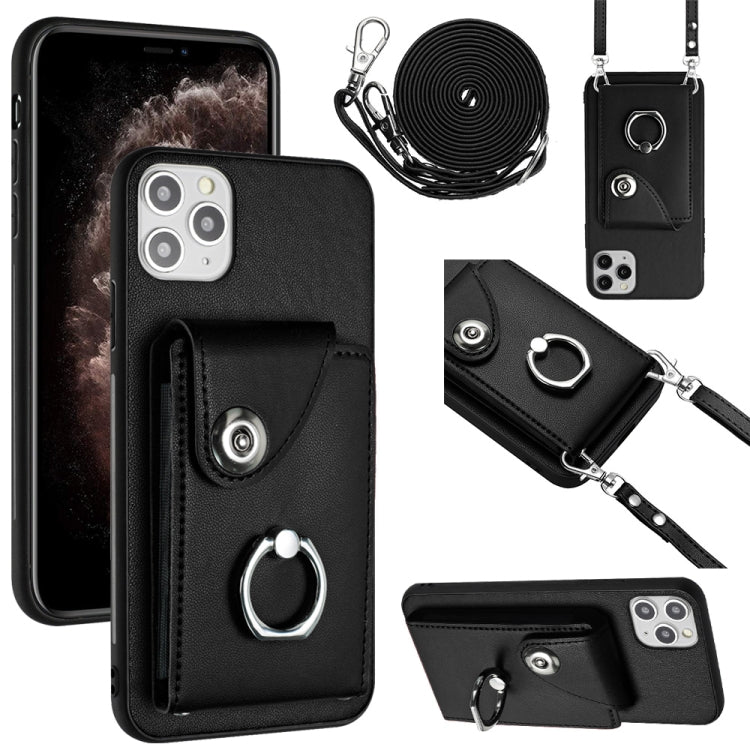 Organ Card Bag Ring Holder Phone Case with Long Lanyard, For iPhone 12 Pro, For iPhone 12 mini, For iPhone 11 Pro Max, For iPhone 11