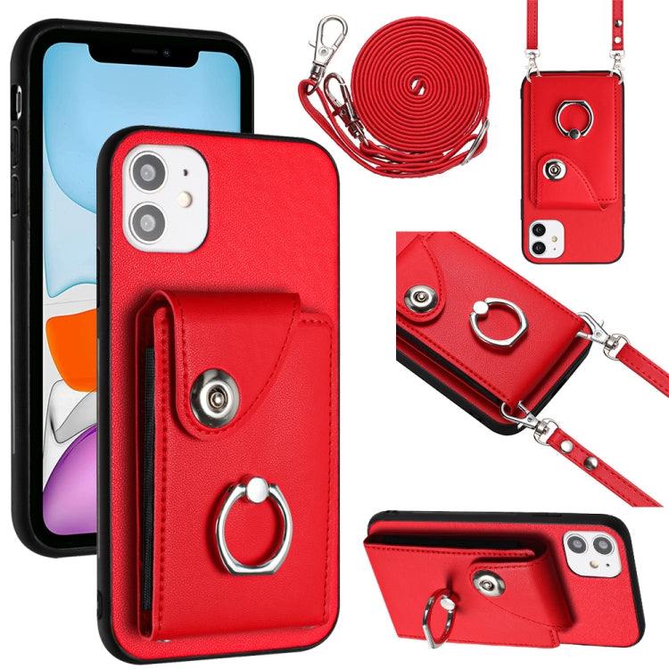 Organ Card Bag Ring Holder Phone Case with Long Lanyard, For iPhone 12 Pro, For iPhone 12 mini, For iPhone 11 Pro Max, For iPhone 11