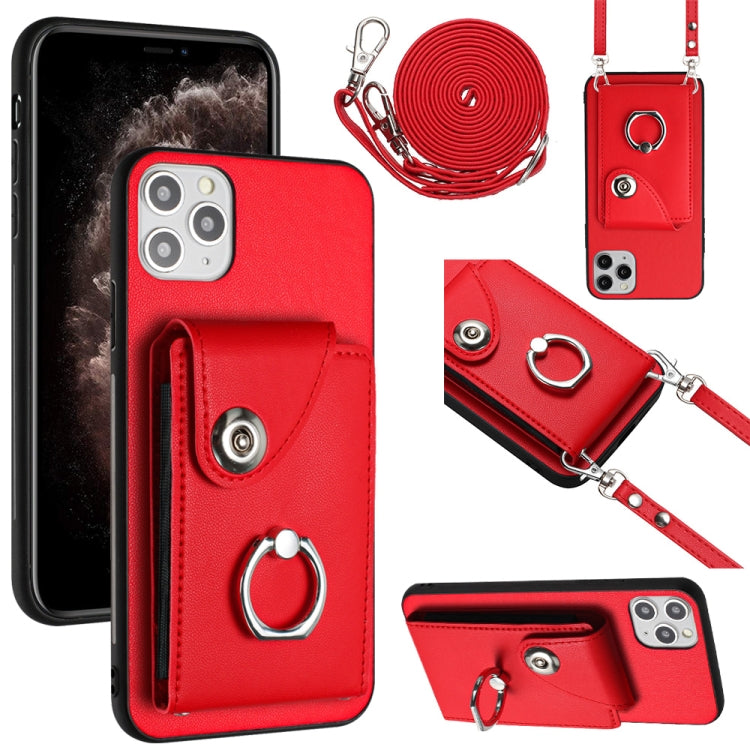 Organ Card Bag Ring Holder Phone Case with Long Lanyard, For iPhone 11 Pro, For iPhone X / XS, For iPhone XR, For iPhone XS Max