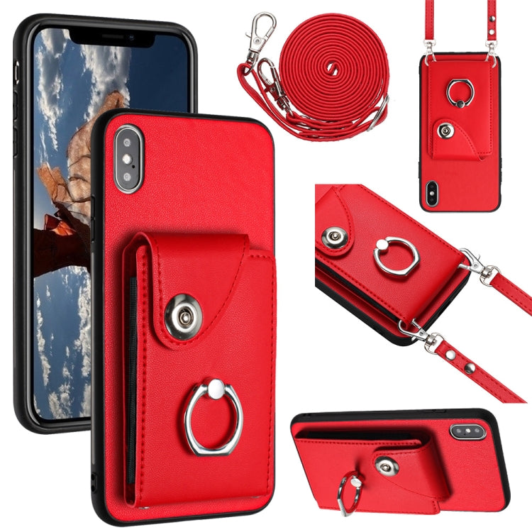 Organ Card Bag Ring Holder Phone Case with Long Lanyard, For iPhone 11 Pro, For iPhone X / XS, For iPhone XR, For iPhone XS Max