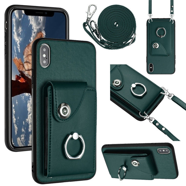 Organ Card Bag Ring Holder Phone Case with Long Lanyard, For iPhone 11 Pro, For iPhone X / XS, For iPhone XR, For iPhone XS Max
