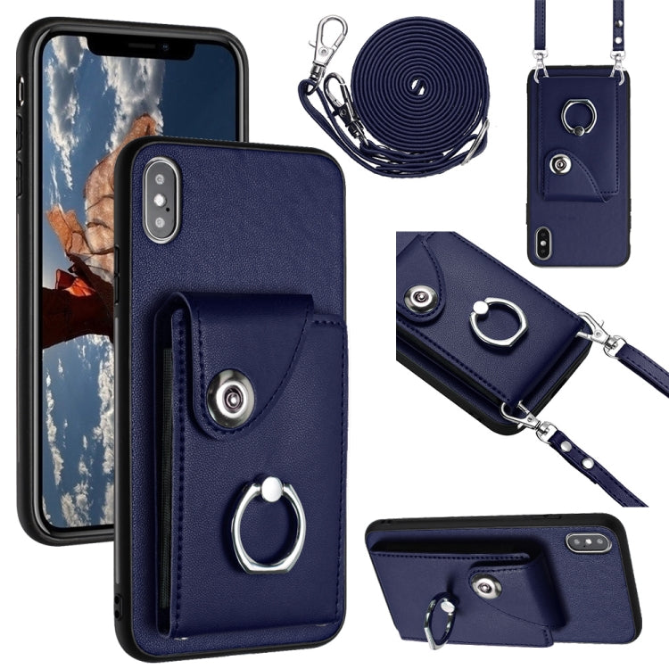 Organ Card Bag Ring Holder Phone Case with Long Lanyard, For iPhone 11 Pro, For iPhone X / XS, For iPhone XR, For iPhone XS Max