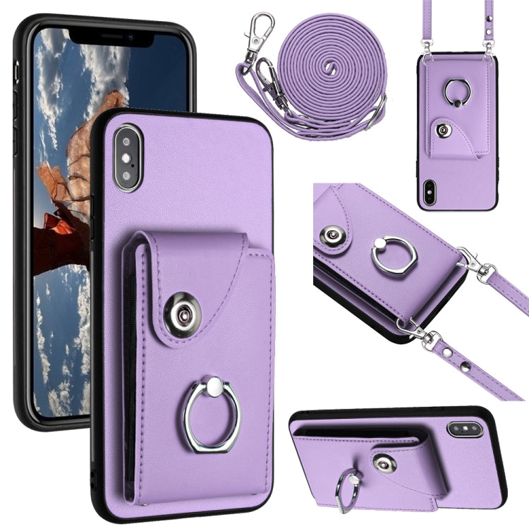 Organ Card Bag Ring Holder Phone Case with Long Lanyard, For iPhone 11 Pro, For iPhone X / XS, For iPhone XR, For iPhone XS Max