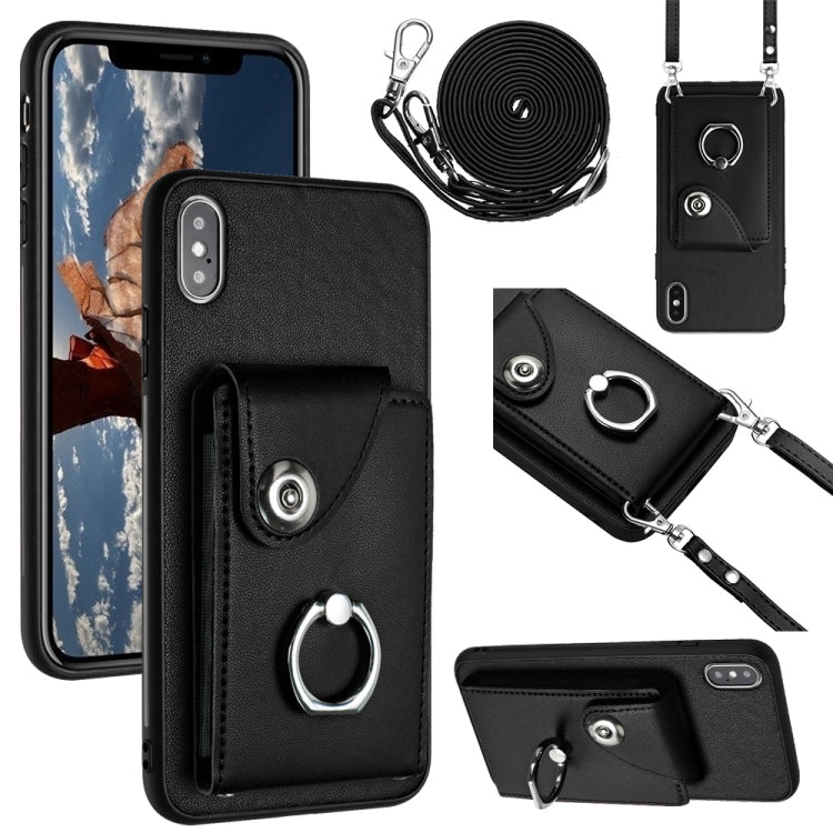 Organ Card Bag Ring Holder Phone Case with Long Lanyard, For iPhone 11 Pro, For iPhone X / XS, For iPhone XR, For iPhone XS Max