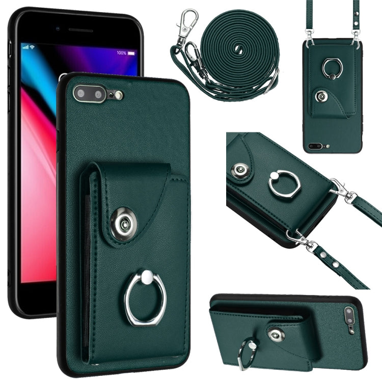 Organ Card Bag Ring Holder Phone Case with Long Lanyard, For iPhone 8 Plus / 7 Plus