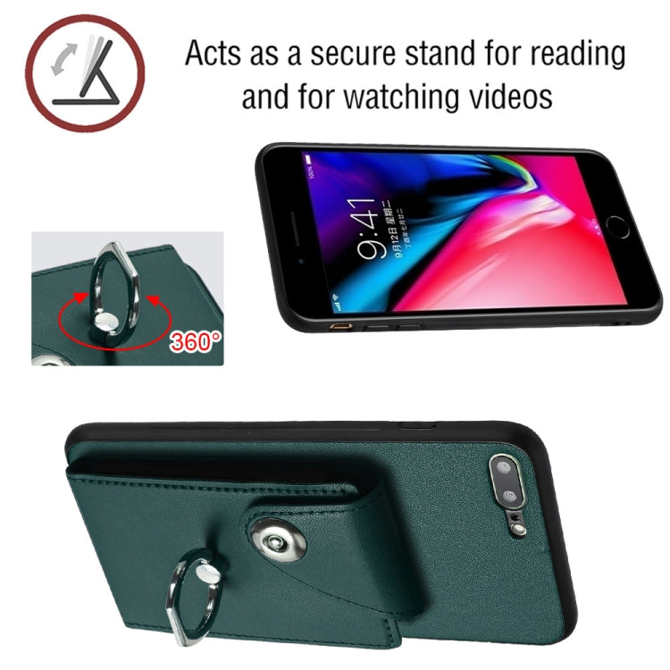 Organ Card Bag Ring Holder Phone Case with Long Lanyard, For iPhone 8 Plus / 7 Plus