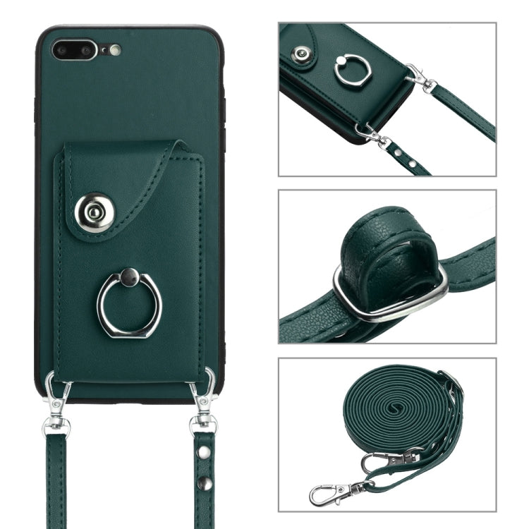 Organ Card Bag Ring Holder Phone Case with Long Lanyard, For iPhone 8 Plus / 7 Plus