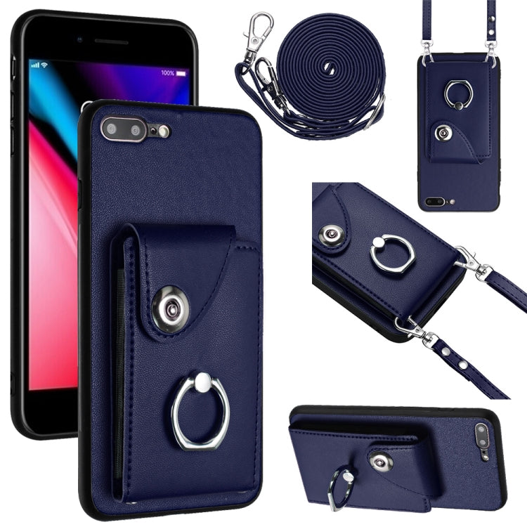 Organ Card Bag Ring Holder Phone Case with Long Lanyard, For iPhone 8 Plus / 7 Plus