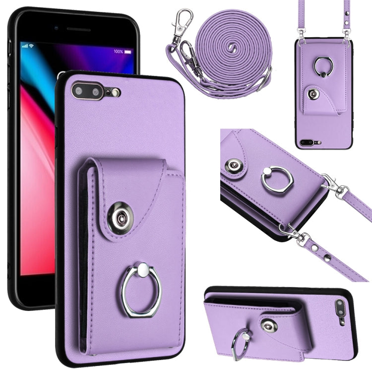 Organ Card Bag Ring Holder Phone Case with Long Lanyard, For iPhone 8 Plus / 7 Plus
