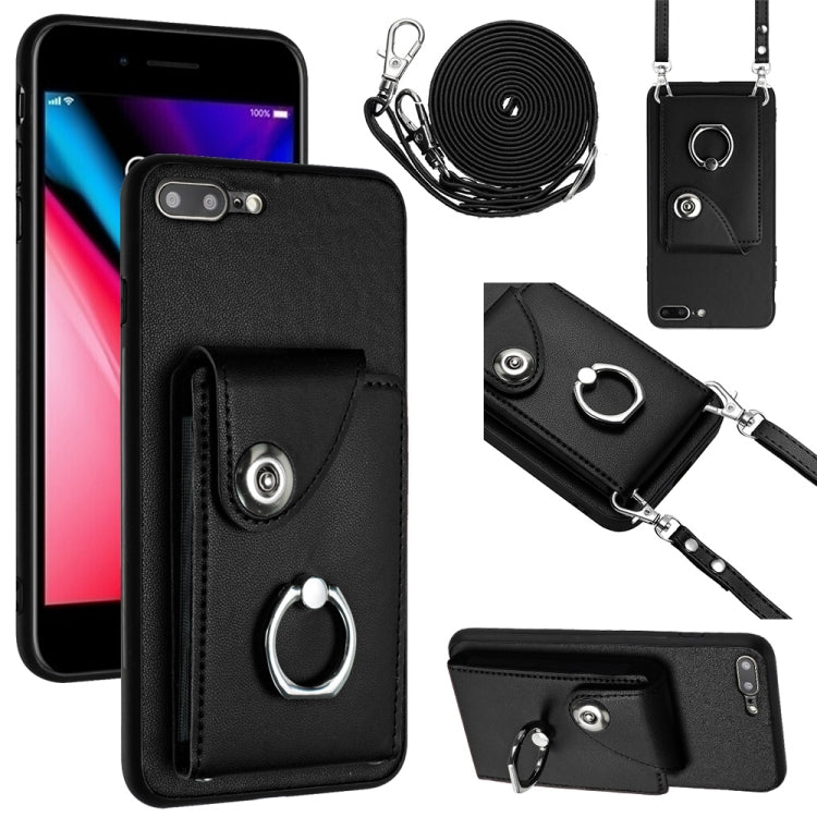 Organ Card Bag Ring Holder Phone Case with Long Lanyard, For iPhone 8 Plus / 7 Plus