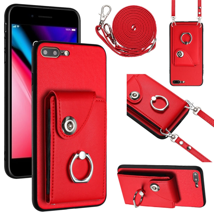 Organ Card Bag Ring Holder Phone Case with Long Lanyard, For iPhone 8 Plus / 7 Plus