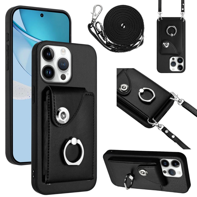 Organ Card Bag Ring Holder Phone Case with Long Lanyard, For iPhone 16e, For iPhone 16 Pro Max, For iPhone 16 Pro, For iPhone 16 Plus