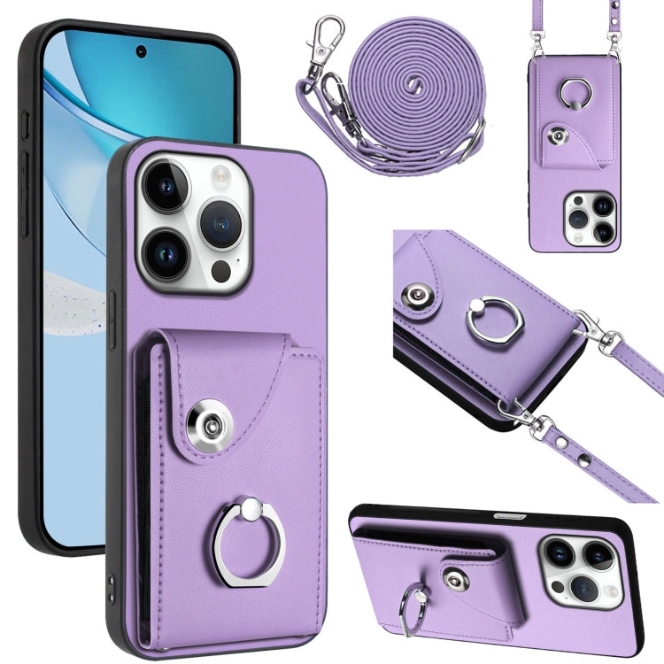 Organ Card Bag Ring Holder Phone Case with Long Lanyard, For iPhone 16e, For iPhone 16 Pro Max, For iPhone 16 Pro, For iPhone 16 Plus