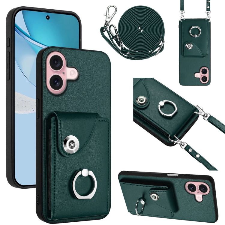 Organ Card Bag Ring Holder Phone Case with Long Lanyard, For iPhone 16, For iPhone 15 Pro Max, For iPhone 15 Pro, For iPhone 15 Plus