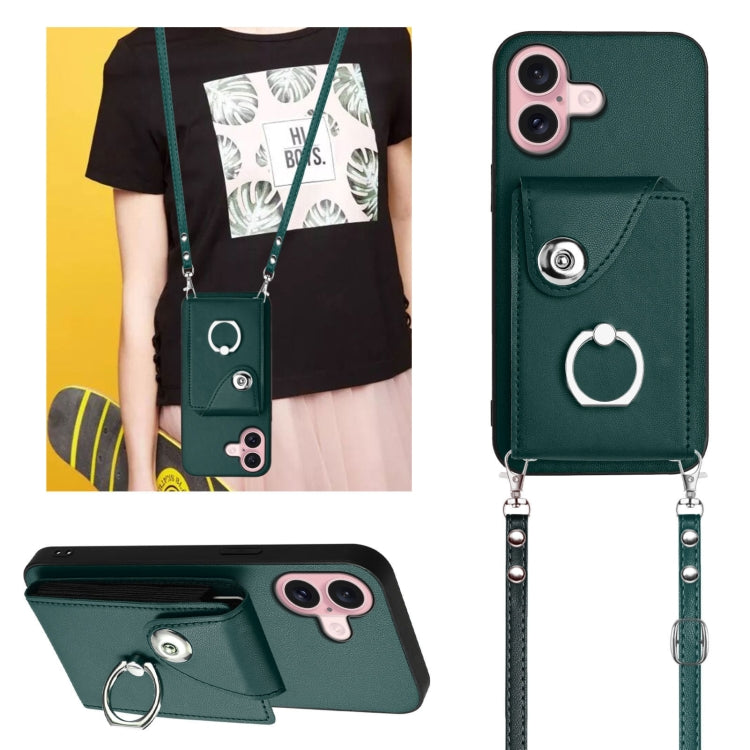 Organ Card Bag Ring Holder Phone Case with Long Lanyard, For iPhone 16, For iPhone 15 Pro Max, For iPhone 15 Pro, For iPhone 15 Plus