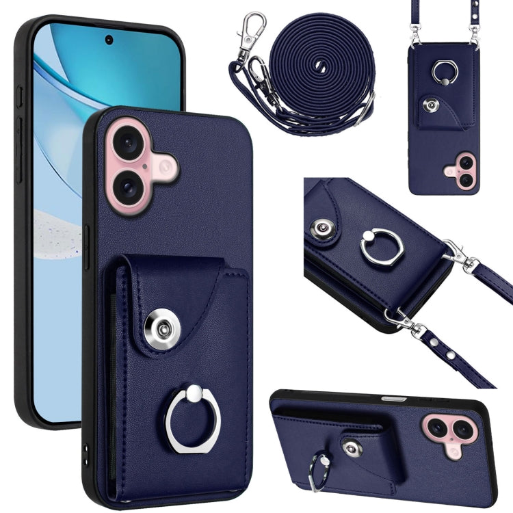 Organ Card Bag Ring Holder Phone Case with Long Lanyard, For iPhone 16, For iPhone 15 Pro Max, For iPhone 15 Pro, For iPhone 15 Plus