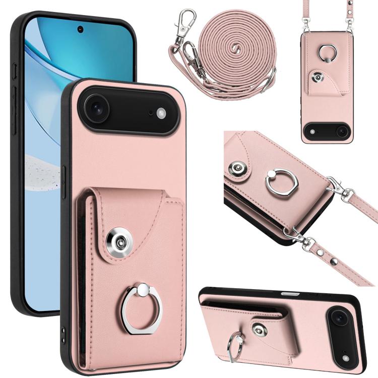Organ Card Bag Ring Holder Phone Case with Long Lanyard, For iPhone 16e, For iPhone 16 Pro Max, For iPhone 16 Pro, For iPhone 16 Plus
