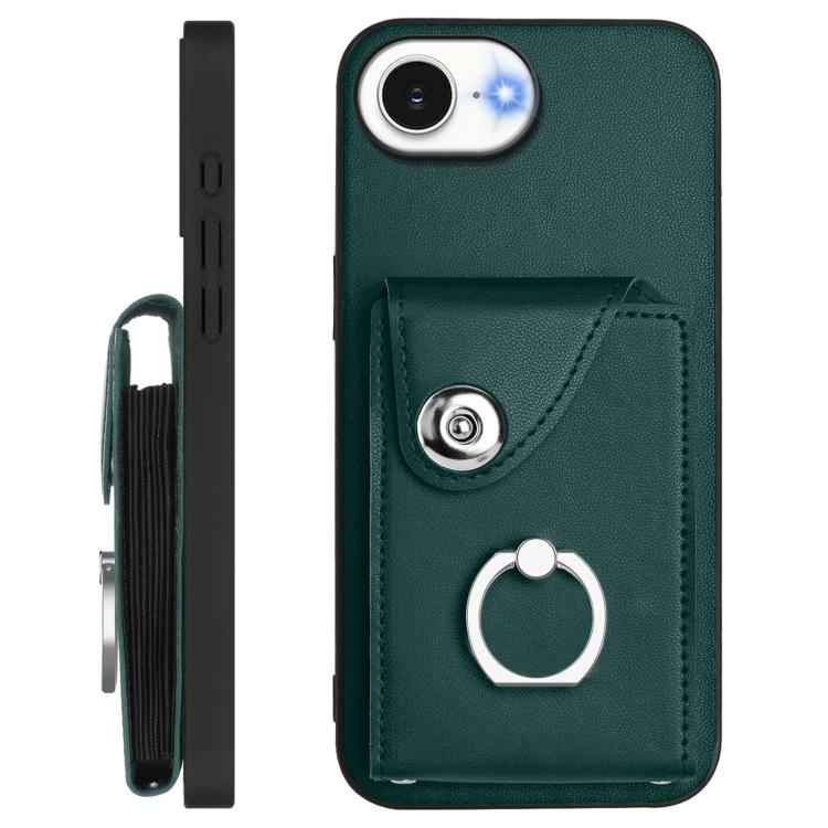 Organ Card Bag Ring Holder Phone Case with Long Lanyard, For iPhone 16e, For iPhone 16 Pro Max, For iPhone 16 Pro, For iPhone 16 Plus