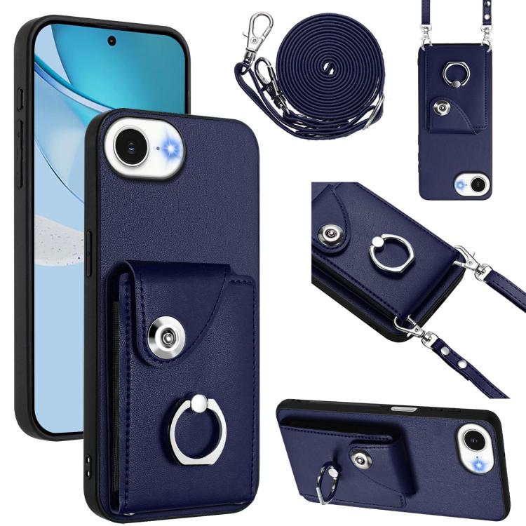 Organ Card Bag Ring Holder Phone Case with Long Lanyard, For iPhone 16e, For iPhone 16 Pro Max, For iPhone 16 Pro, For iPhone 16 Plus