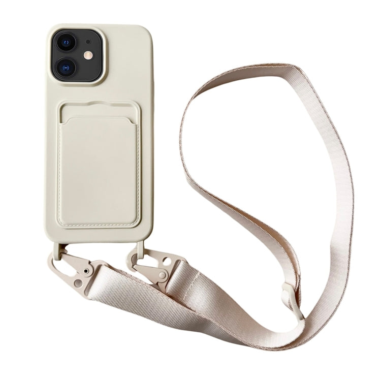 Card Slot Liquid Silicone Phone Case with Lanyard, For iPhone 11