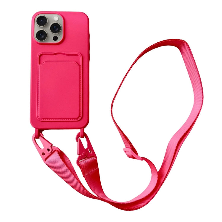 Card Slot Liquid Silicone Phone Case with Lanyard, For iPhone 12 Pro Max