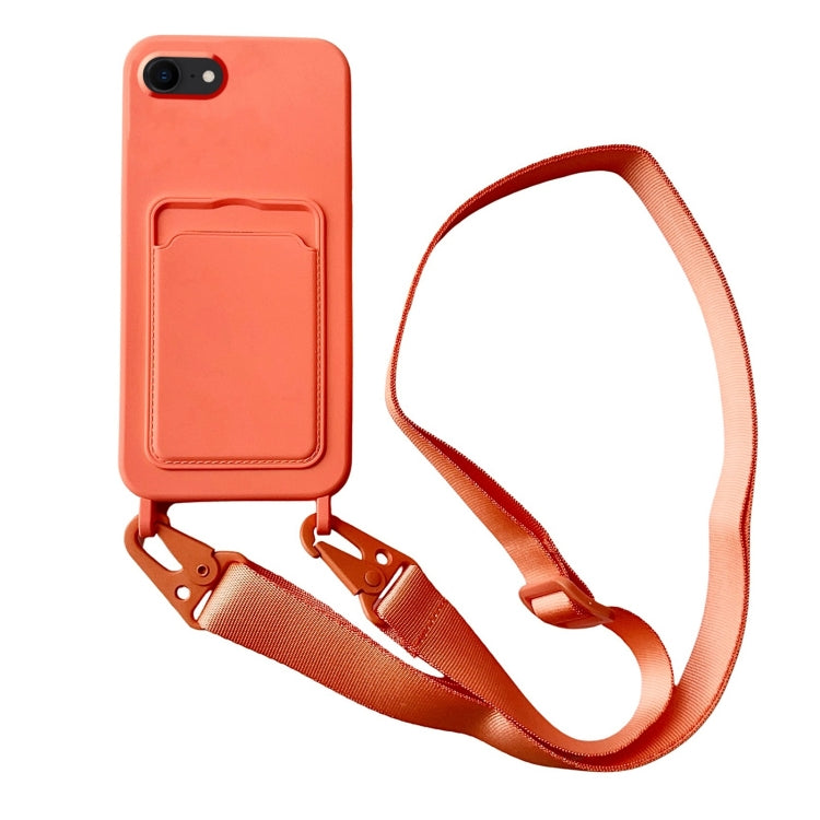 Card Slot Liquid Silicone Phone Case with Lanyard, For iPhone SE 2022 / 2020