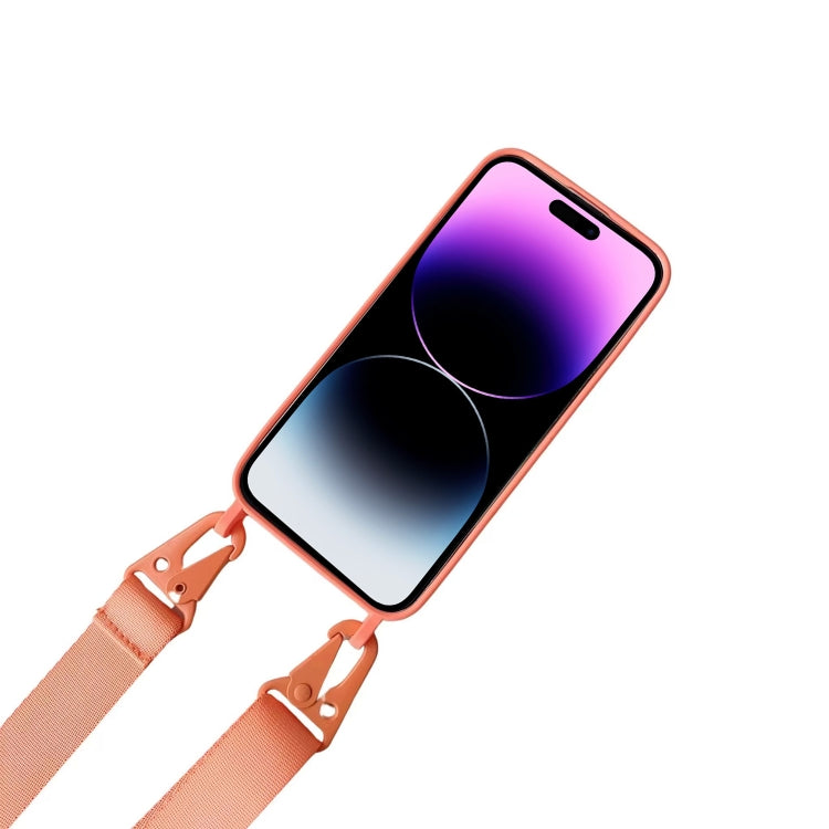 Card Slot Liquid Silicone Phone Case with Lanyard, For iPhone 15 Pro