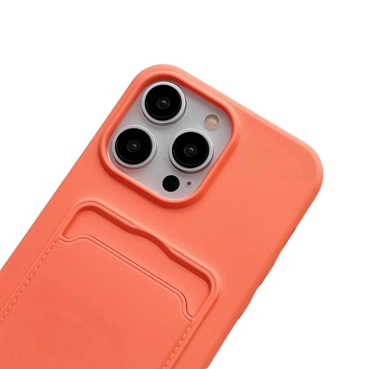 Card Slot Liquid Silicone Phone Case with Lanyard, For iPhone 14 Pro Max